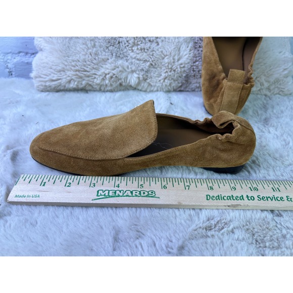 Tory Burch Suede Loafers Tan Brown Scrunch Back Square Toe Flats Shoes Size 8 - Picture 7 of 8